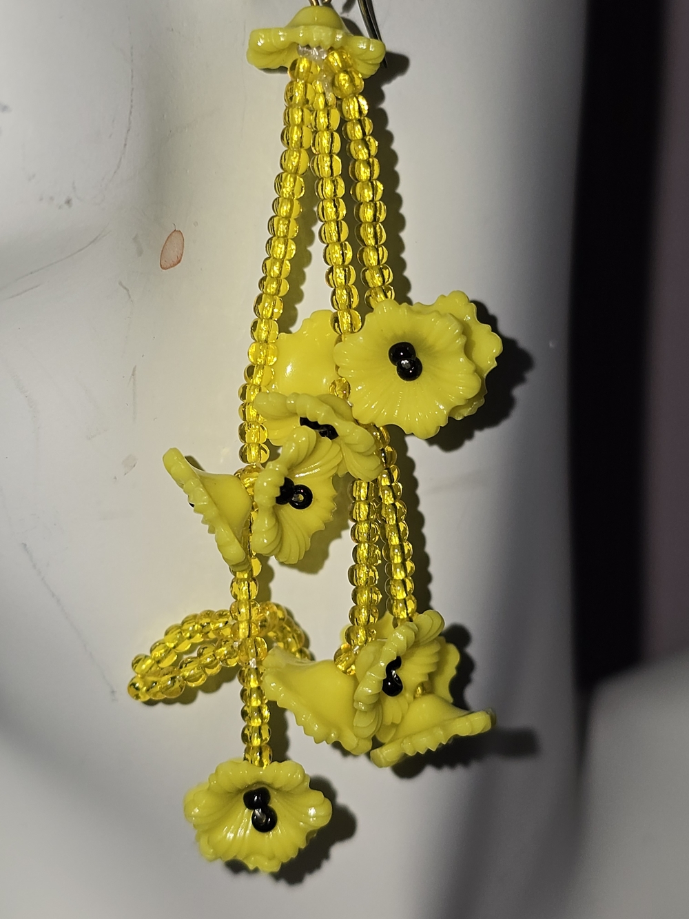 Yellow Floral Beaded Drop Earrings - Women Jewelry Earrings